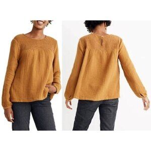 MADEWELL Mustard Smocked Swing Top